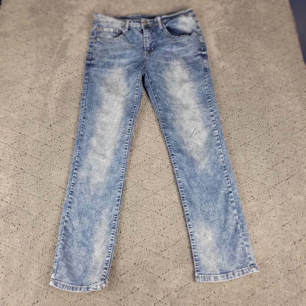 Buffalo David Bitton Jeans‎ Womens 16 Blue Evan Slim Straight Mid Rise Stretch
